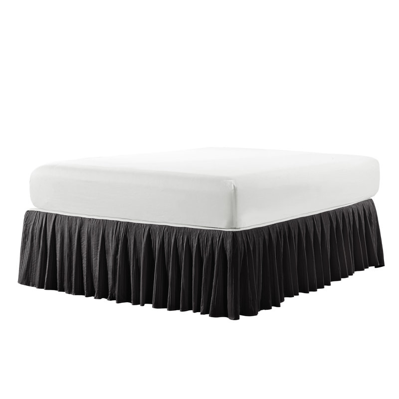 Pleated Bed Skirt, Jet Black, King