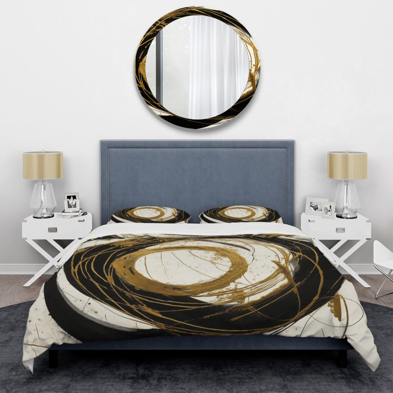 Ensemble de housse de couette en microfibre / polyester noir et or The Art of Chaos III
