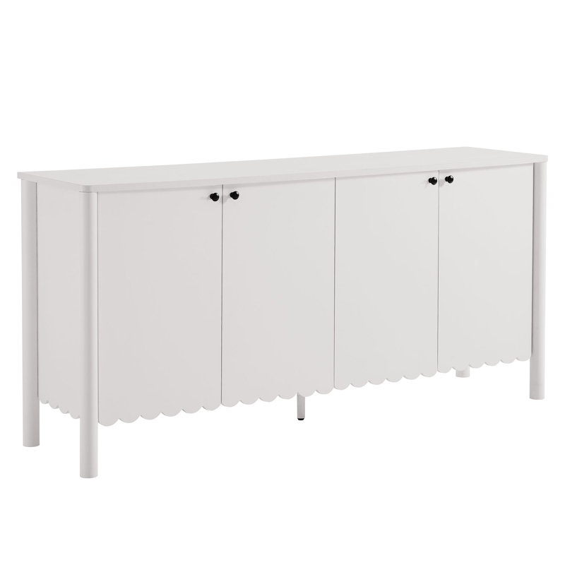 Buffet blanc festonné 4 portes Emmeline, Blanc