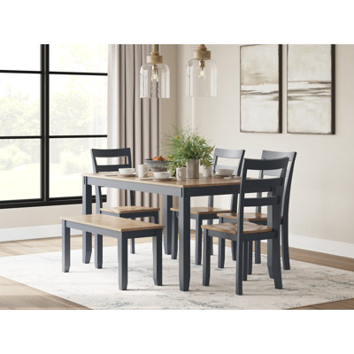 Gesthaven Dining Table with 4 Chairs and Bench (Set of 6)