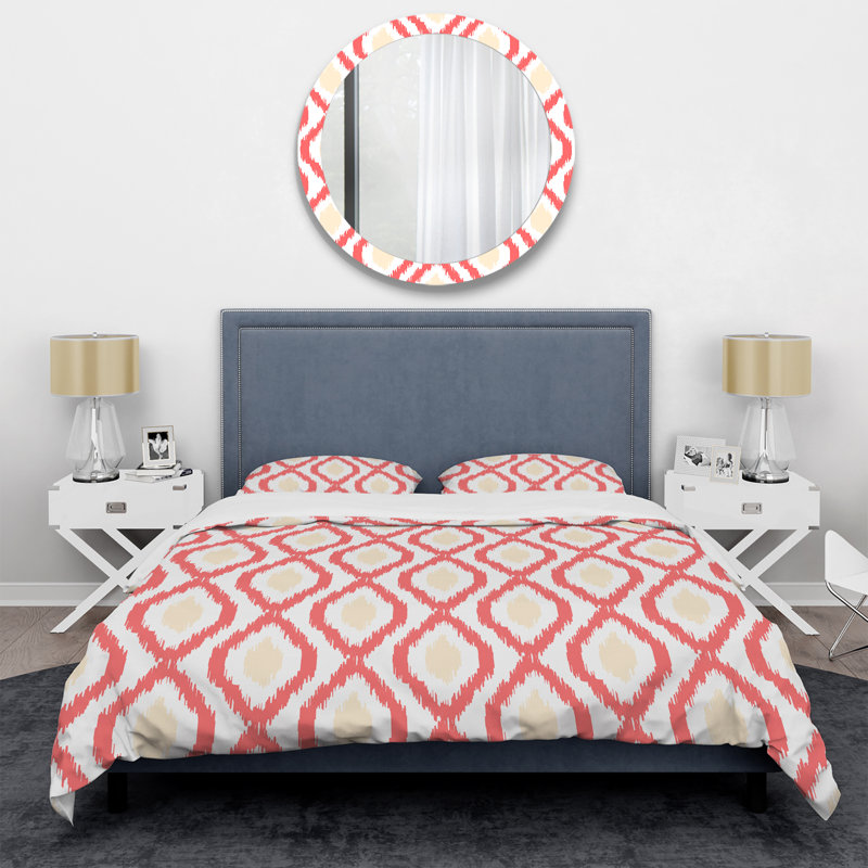 Ensemble de housse de couette à motif ikat rose, Housse de couette pour très grand lit et 2 très