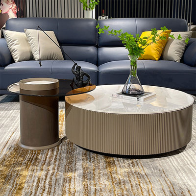 Picture Colour Manufactured Wood + Sintered Stone Round Coffee Table Sets