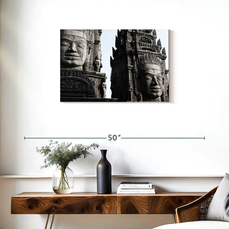 Ravi Angkor Stone Head Statues, 20" H x 30" W