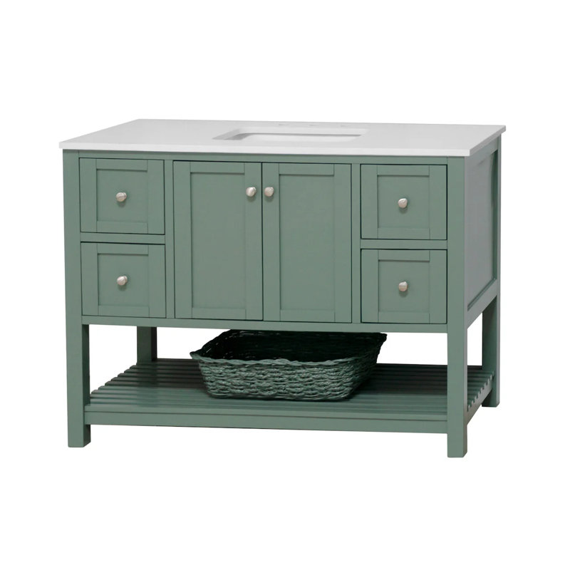 Ensemble de meuble-lavabo simple 48 po Binne, Sage Green, Blanc d'ingénierie