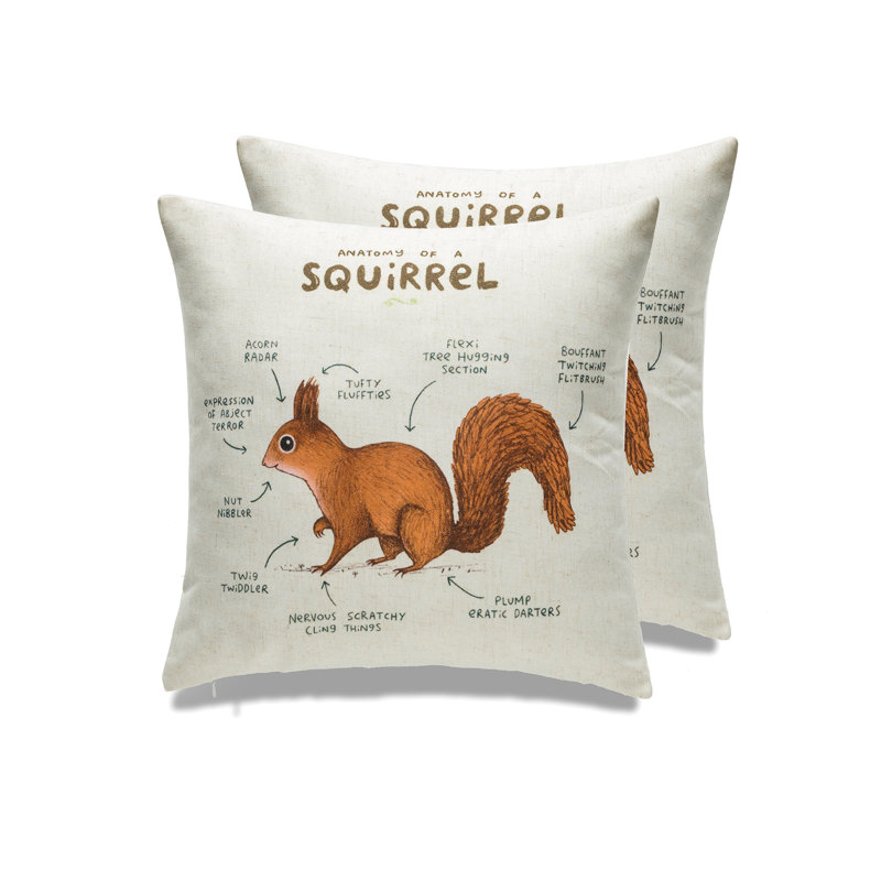 Housse de coussin en lin à imprimé animal