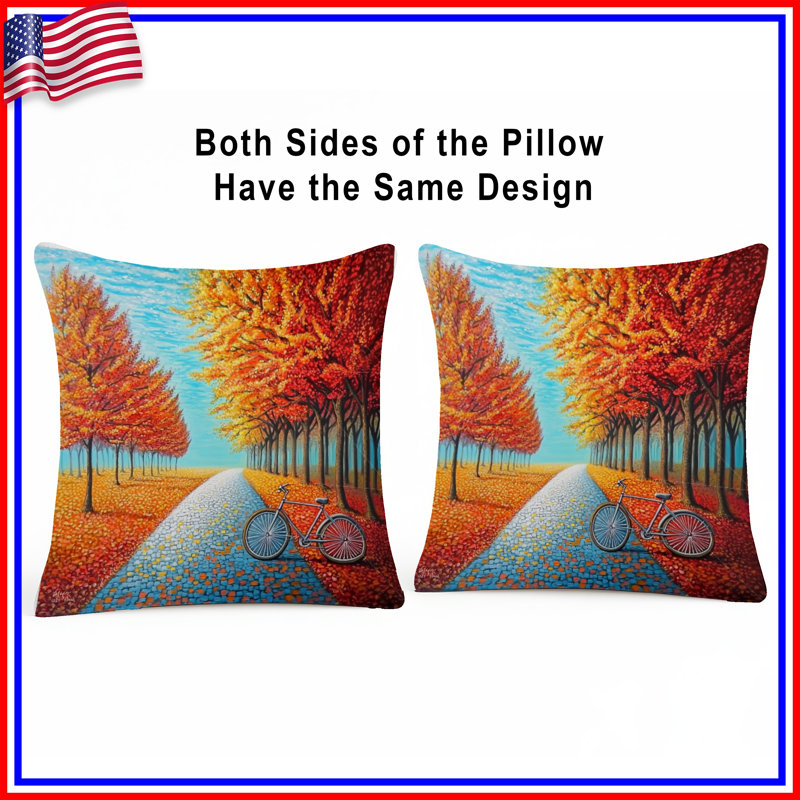 Coussin de bicyclette, coussins double face paysage, 18 po x 18 po