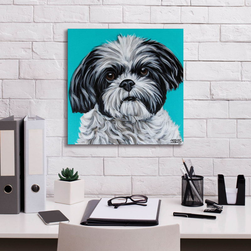 "Shih Tzu noir et blanc" par Carolee Vitaletti, H 18 po x l 18 po x P 0,75 po