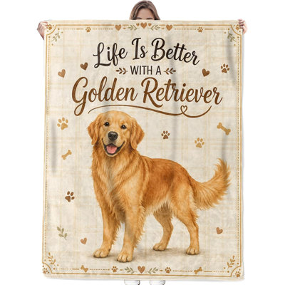 Couverture rustique Golden Retriever avec citation pour chien, jeté en flanelle, 76 x 102 cm