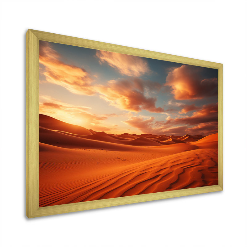 Désert du Sahara, plusieurs pays I, H 30 po x l 40 po x P 1,5 po, Cadre doré à une seule photo