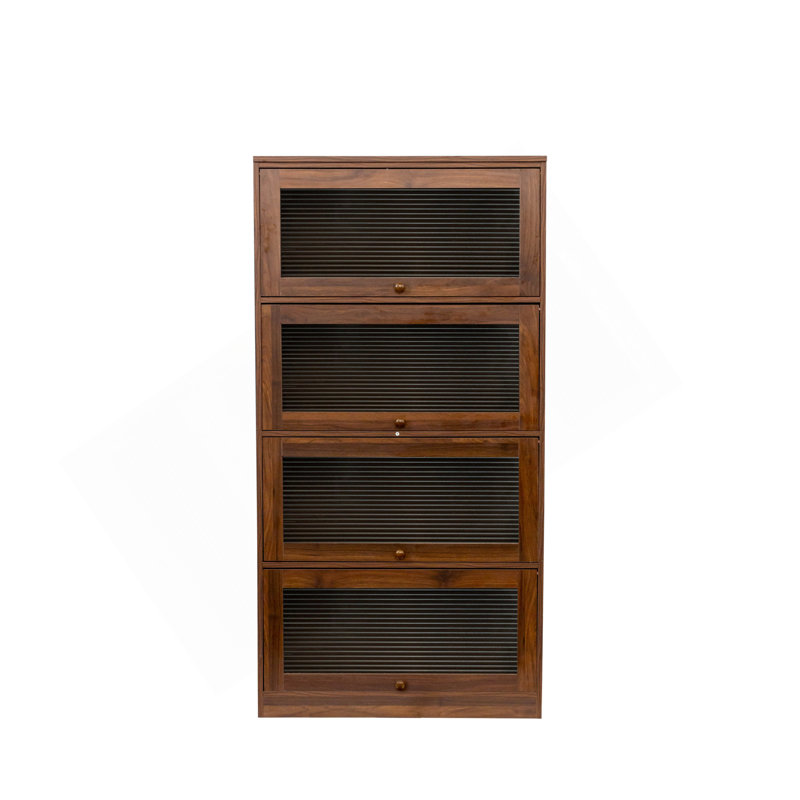 Bibliothèque contemporaine avec portes fermées en verre et armoire de rangement de bureau