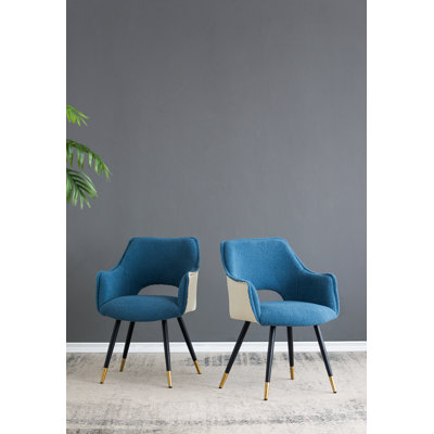 Ensemble de 2 fauteuils d'appoint en tissu bleu, 23 po x 23 po x 34 po