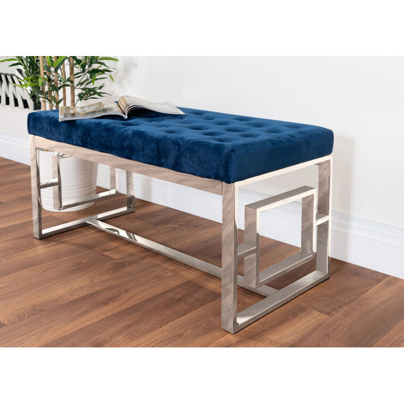 Banc rembourré Allegra, Bleu / Argent