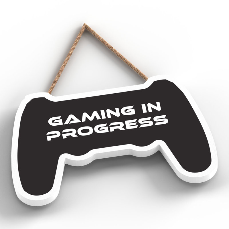 Gaming in Progress Wall Décor Wooden Controller Plaque, Black
