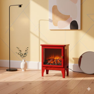 Poêle électrique 17 po avec effet de flamme 3D, rouge classique
