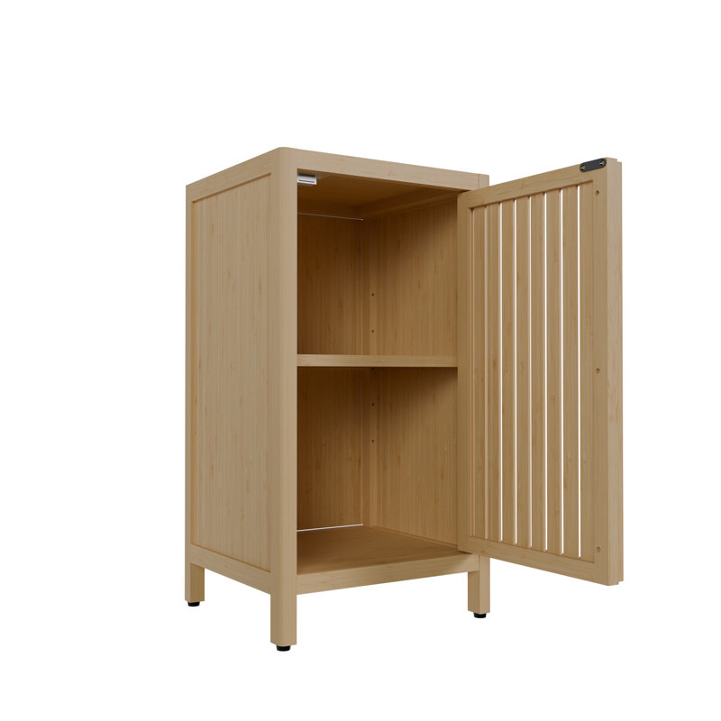 Bathroom Bamboo Storage Cabinet, Freestanding Floor Cabinet With Door And Shelf For Bathroom, Living Room, Bedroom, Hallway, Kitchen