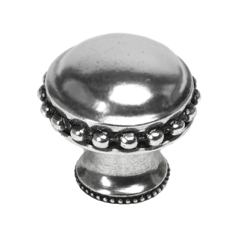 Classic large round knob w/ beaded rim in Chalice, Silver