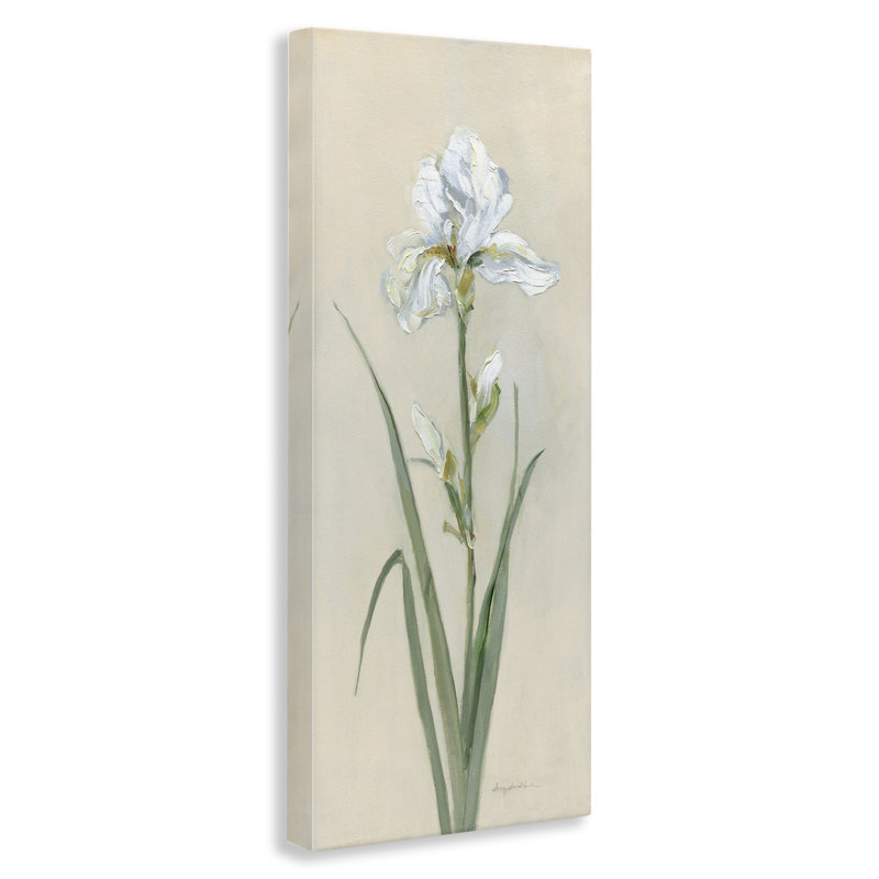 Iris sur toile beige par Sally Swatland, H 24 po x l 10 po