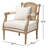 Canley French Provincial Upholstered Whitewashed Wood Armchair