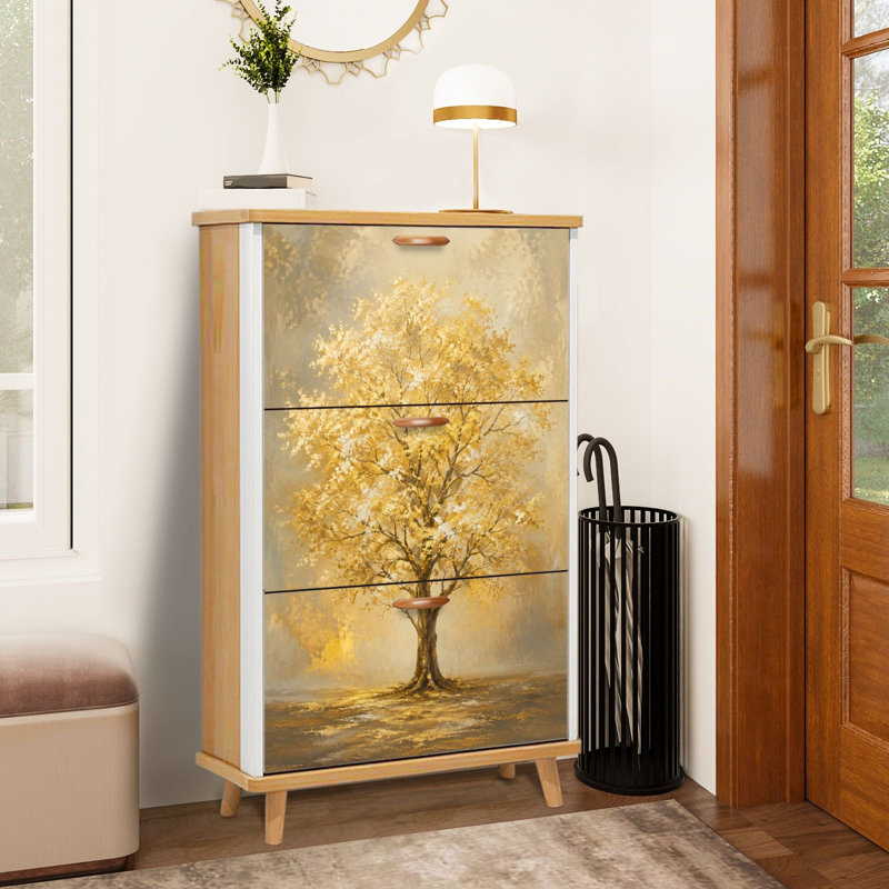 Rangement à chaussures avec 3 tiroirs rabattables pour étagère à chaussures Golden Tree, Size2: 9.5"x29.7"x51.5", Couleur 2