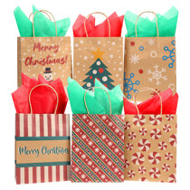 24 Kraft Christmas Gift Bags Assorted sizes with 60-Count Christmas