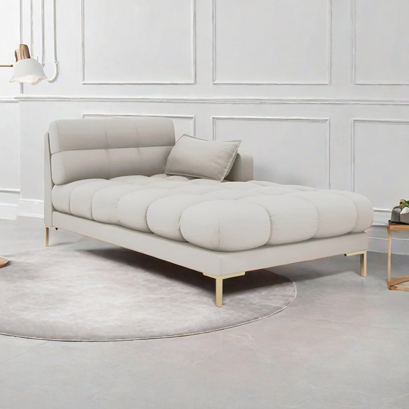 Méridienne moderne et confortable avec éponge haute densité, Orienté à gauche (vu de face), Beige/gris