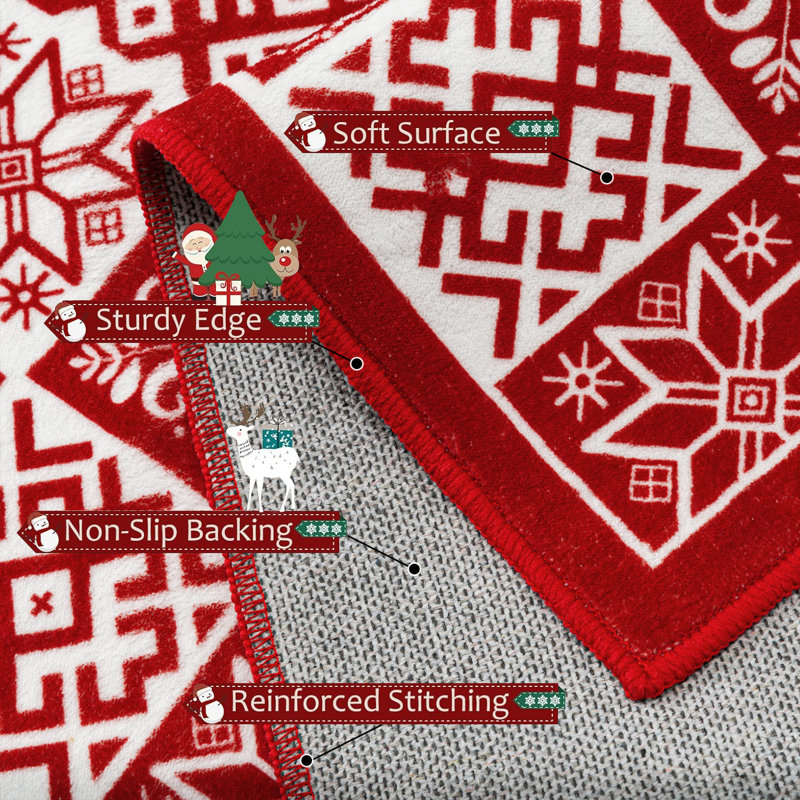 Tapis décoratif lavable à la machine avec envers antidérapant Christmas, Rectangulaire 2 pi x 3 pi