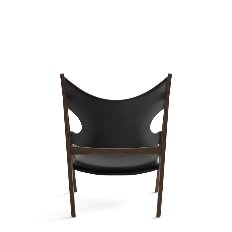 Knitting Lounge Chair, Dakar 0842 Black Genuine Leather, Walnut