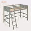 Lit mezzanine simple en bois massif avec échelle-2098491757