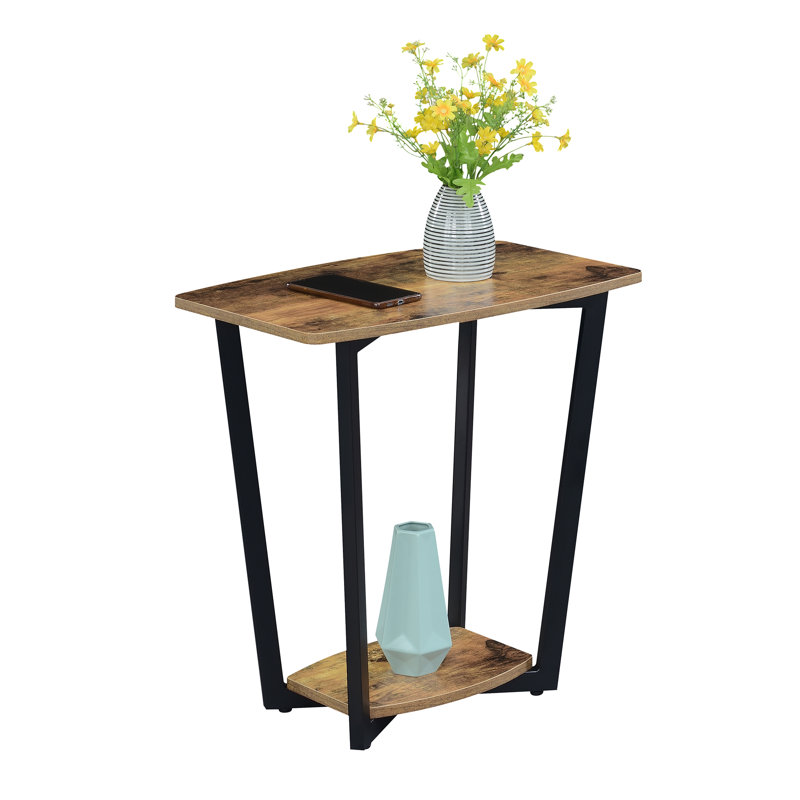 Table de bout avec rangement Asyra, Bois de grange / noir
