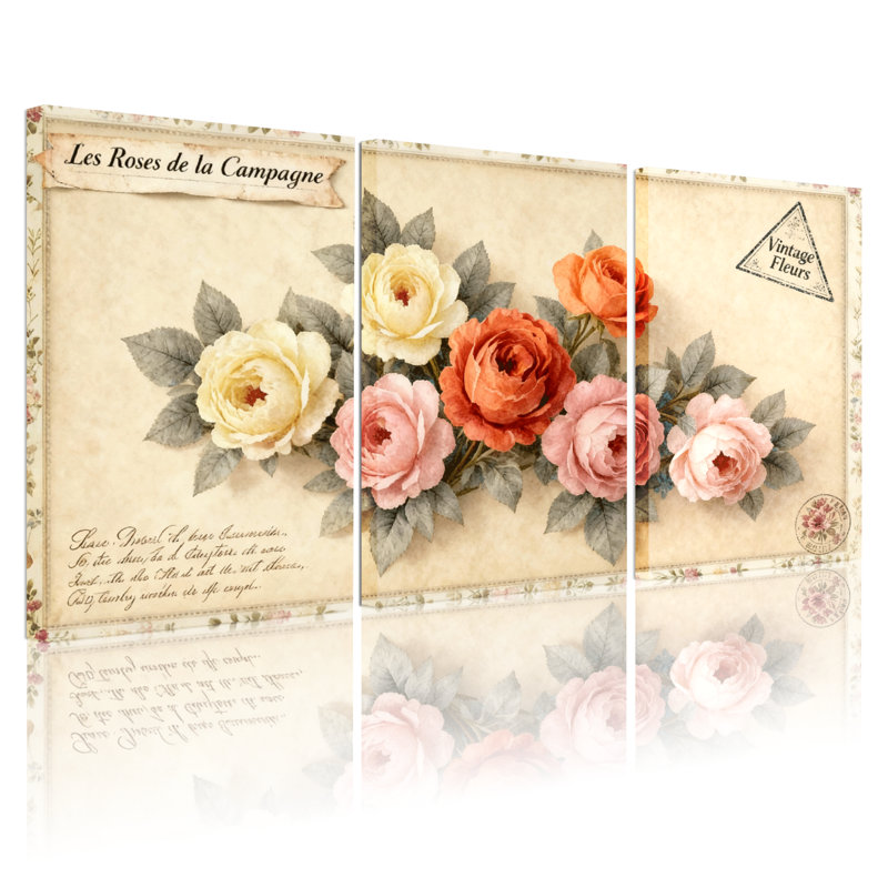 Ensemble de 3 reproductions d'art sur toile, H 18 po x l 36 po