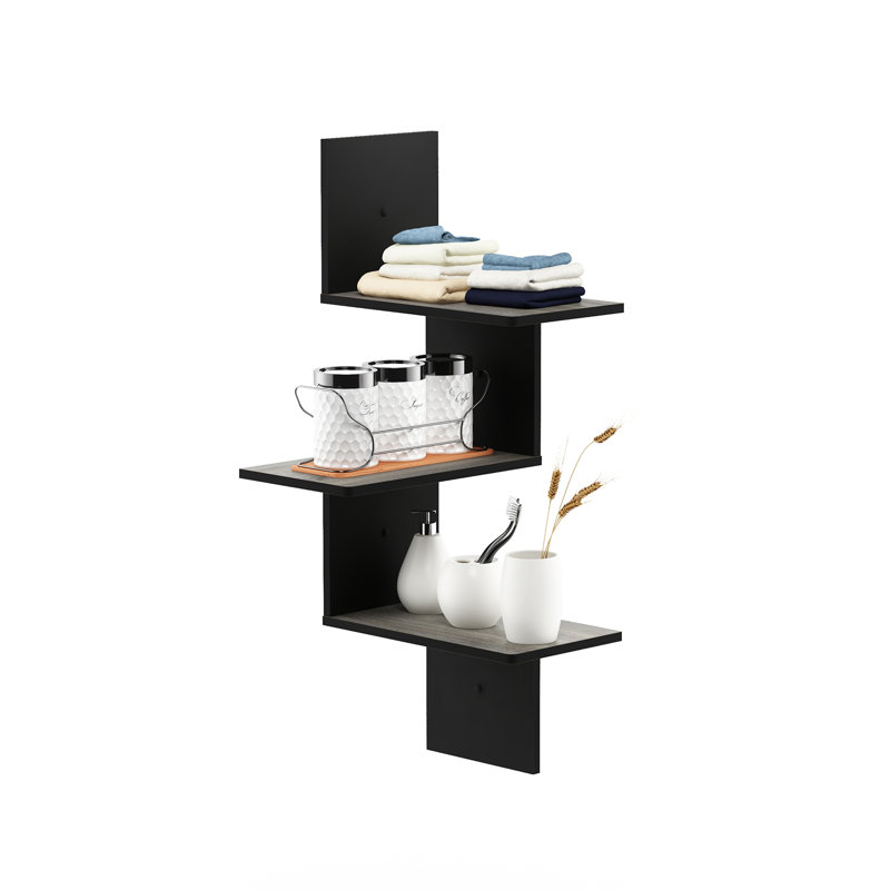 Authement 3 Piece Tiered Corner Shelf, French Oak Gray