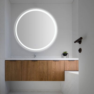 Dane 36 in. W x 36 in. H Small Round Frameless Dimmable Anti-Fog Front and Backlit Tri-Color LED Wall Bathroom Vanity Mirror