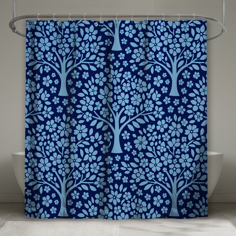 Rideaux de douche Blue Floral Trees, 70in W x 72in H
