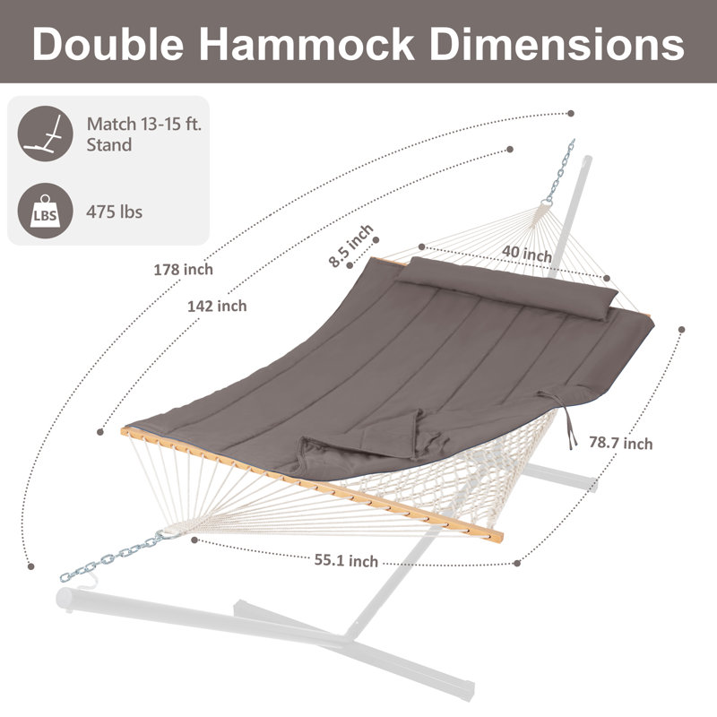 Senyah Double Spreader Bar Hammock, Light Brown