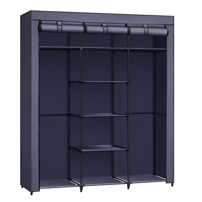 Placard portable, garde-robe en tissu non tissé, organisateur de rangement, bleu foncé