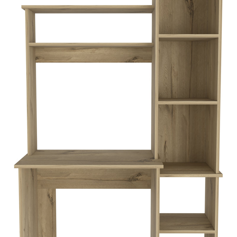 Versalles Writing Desk, Modern Studio or Office Desk, Two Superior Shelves, And Five Side Open Shleves For Books Organization