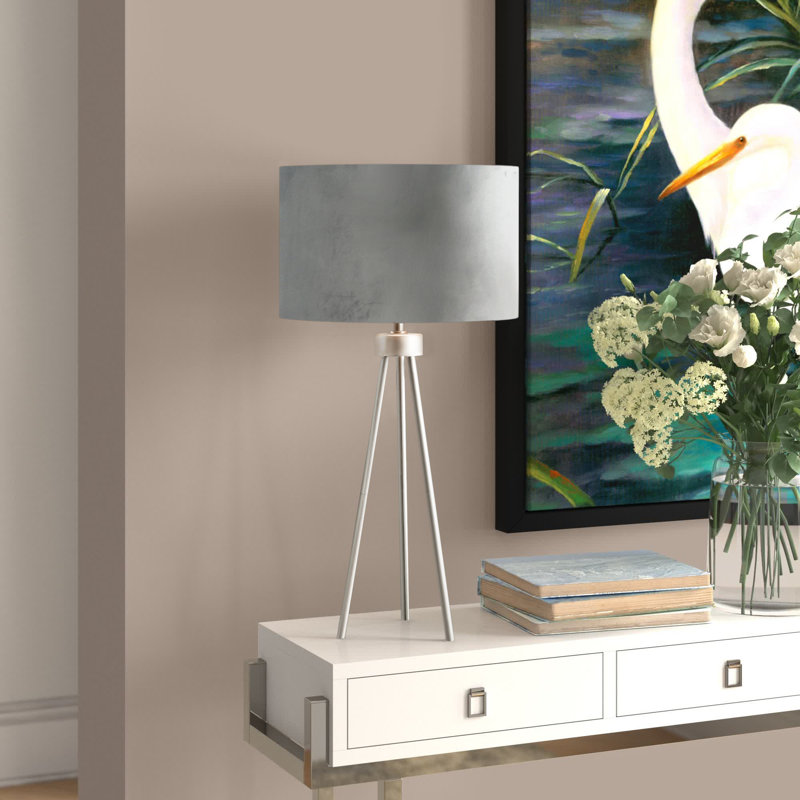 Laci Metal Tripod Lamp, Silver, Grey