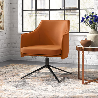 Elkader Faux Leather Swivel Accent Chair
