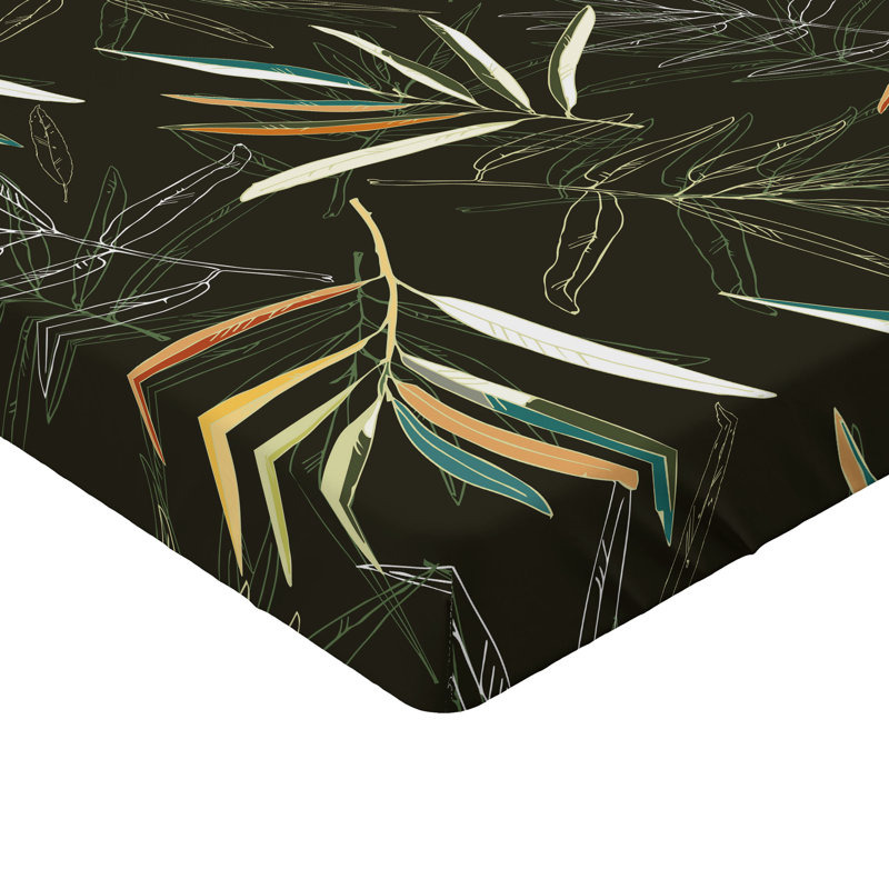 Drap-housse à motif floral Ambesonne, Drap-housse de taille très grand, Vert olive foncé, jaune / floral