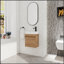 Meuble-lavabo flottant mural de 18 po avec lavabo en résine blanche et porte d'armoire à fermeture en douceur, conception peu encombrante et écologique-1907611070