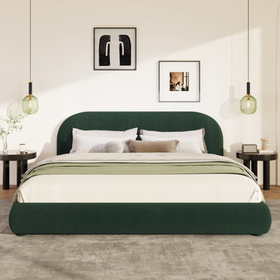 Très grand lit Boucle avec tête de lit incurvée - Structure moderne en tissu