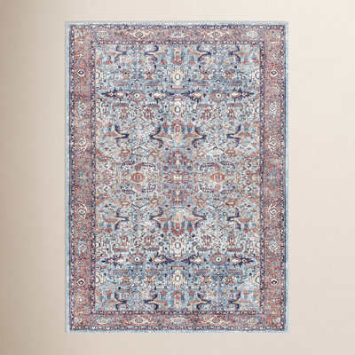 Analyah Denim Machine Washable Oriental Rug
