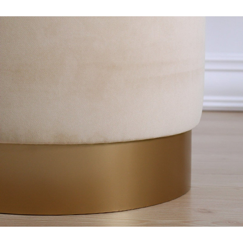 Stylish Velvet Pouffe, Cream Color, 17.7 x 15.7 inches | 100% Velvet Upholstery, 35 DNS Orthopedic Sponge, Wooden Legs, Weight Capacity: 352 lbs | Perfect for Bohemian & Glam Home Décor, Comfortable & Chic