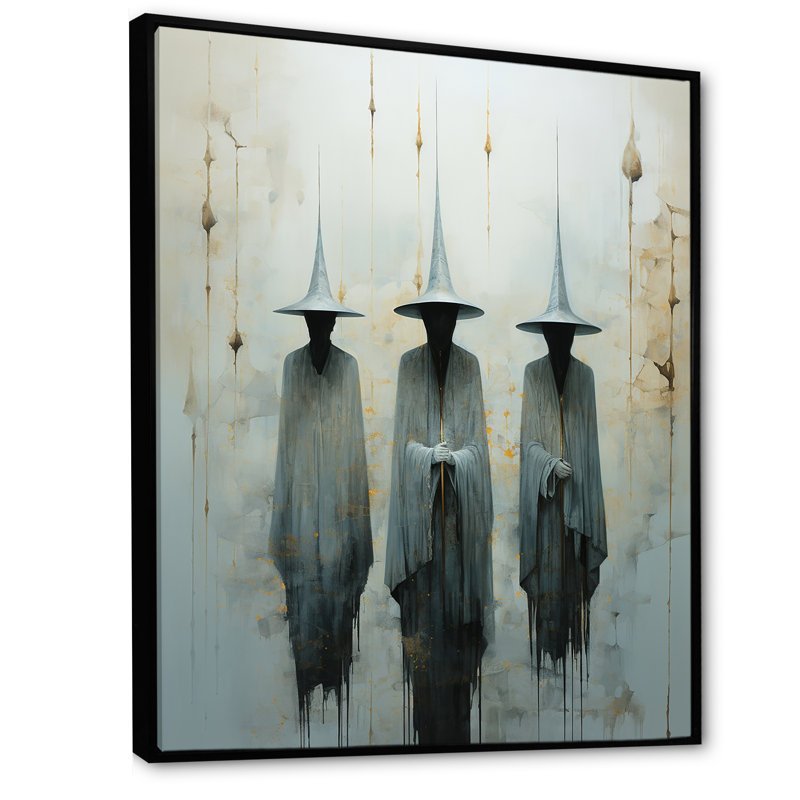 " Minimalism Witches ", 32" H x 16" W x 1" D, Black Floater Framed