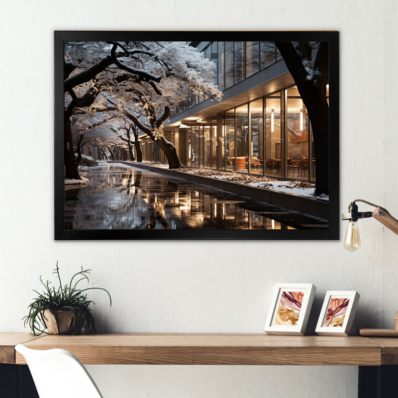 «College University Winter Winter I», reproduction sur toile, Cadre simple noir, H 30 po x l 40 po x P 1,5 po