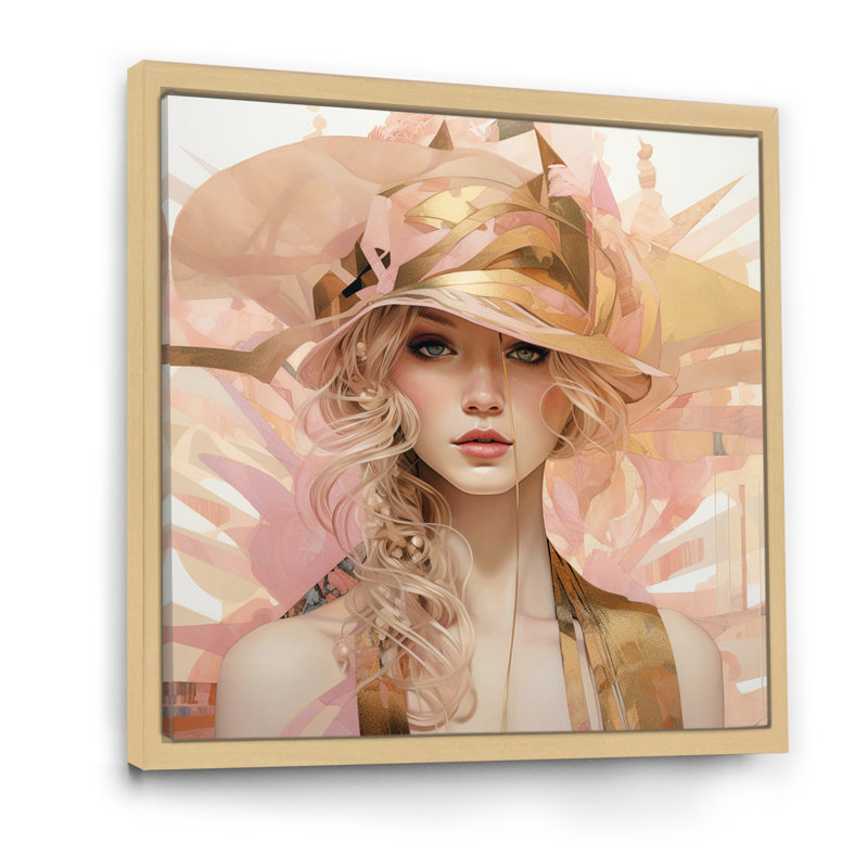 Art nouveau rétro beauté intemporelle élégance - impression, H 16 po x l 16 po x P 1 po, Cadre naturel flottant