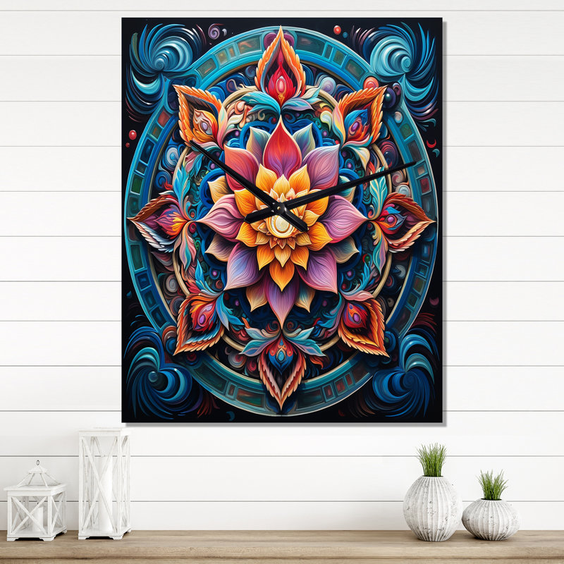 Ancienne horloge murale Mandala V - Boho Mandala, Très grand