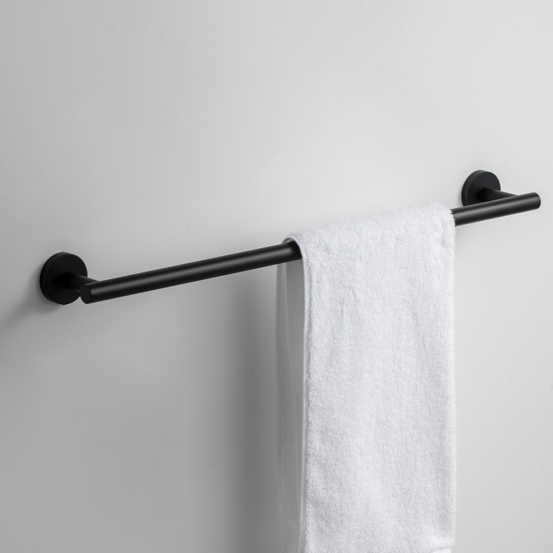 23.62in Wall Mounted Single Towel Bar, Matte Black