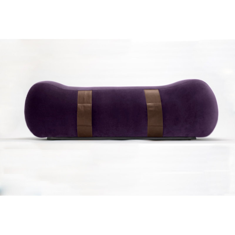 Milo Velvet Upholstered Bench, Violet/Creme Brulee