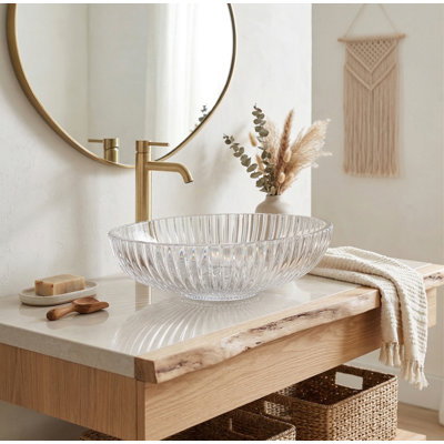 Majestic 21" Glass Oval Vessel Bathroom Sink